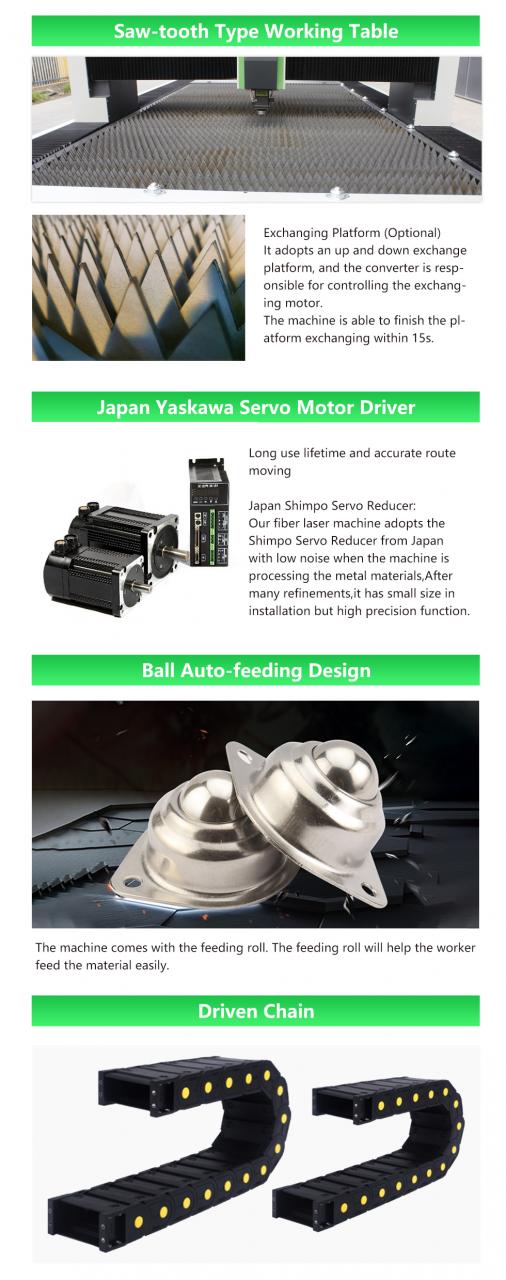 Máquina de corte por láser de fibra CNC de acero inoxidable de metal de aluminio y hierro de carbono