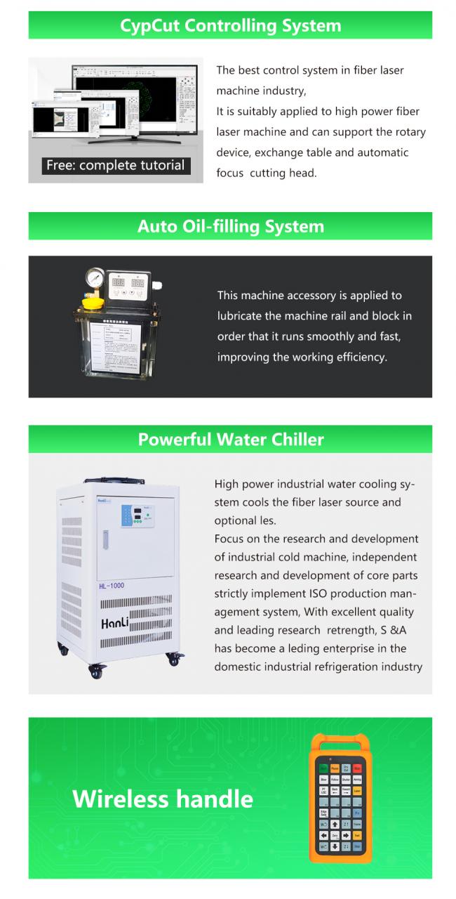 Máquina de corte por láser de fibra CNC de acero inoxidable de metal de aluminio y hierro de carbono
