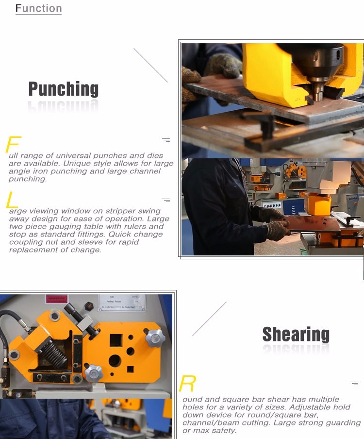 Cizalla y punzonadora combinadas de trabajador de hierro hidráulico multifuncional de la serie Q35y